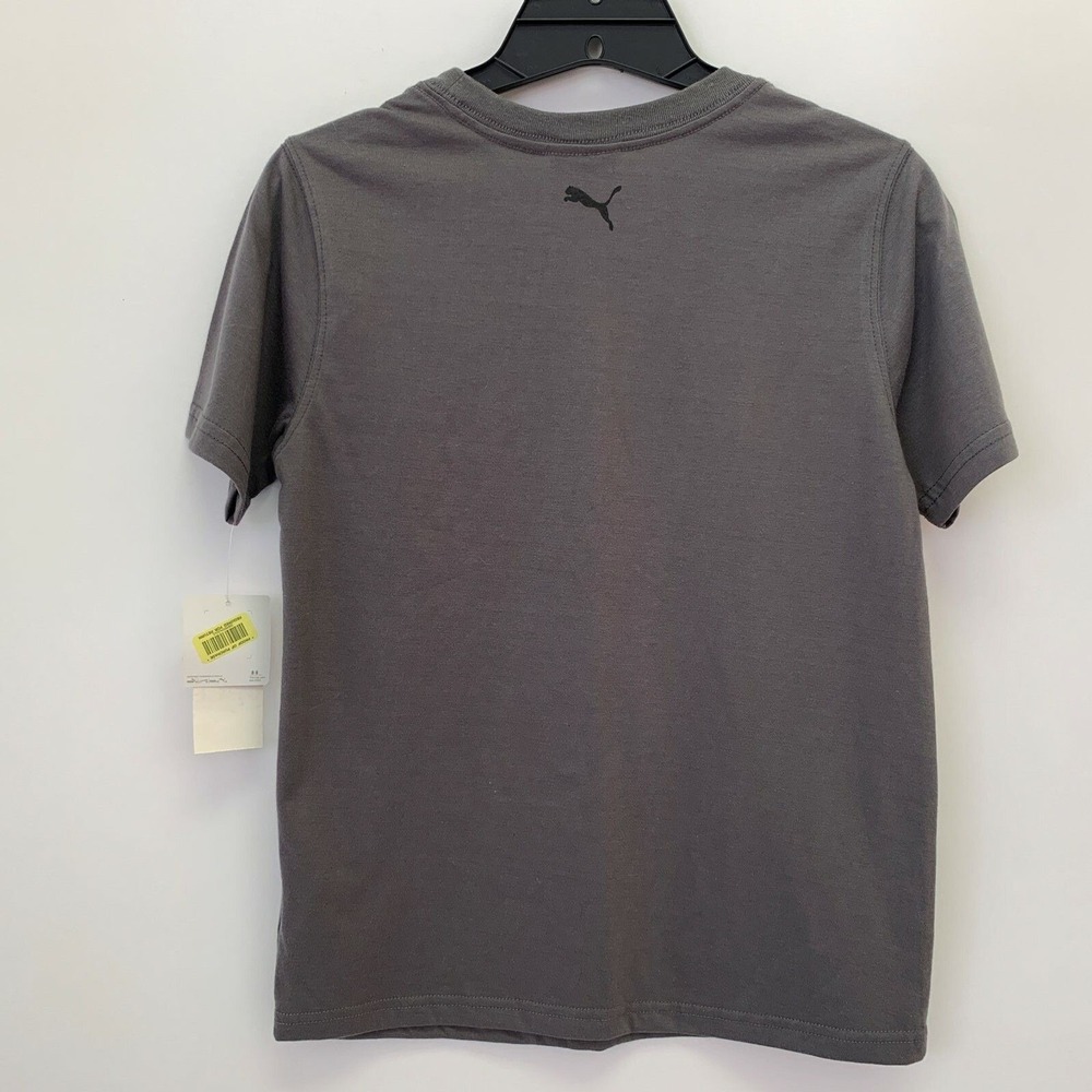 Puma Sport Lifestyle Boys Shirt Small Gray Red Black NWT - Picture 2 of 5
